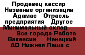 Продавец-кассир › Название организации ­ Адамас › Отрасль предприятия ­ Другое › Минимальный оклад ­ 26 500 - Все города Работа » Вакансии   . Ненецкий АО,Нижняя Пеша с.